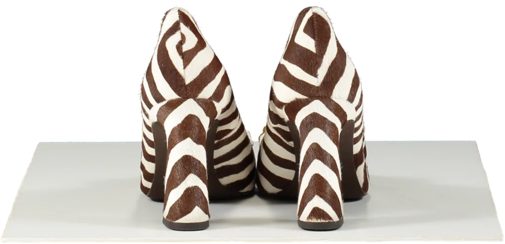 Tory Burch Brown Zebra-print Square Toe Pumps UK 8