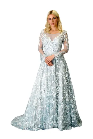Train Ostrich Feathers Gown