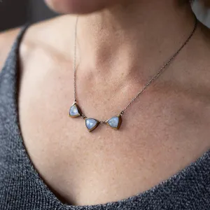 Tri Fold 24k Gold Necklace with Moonstones