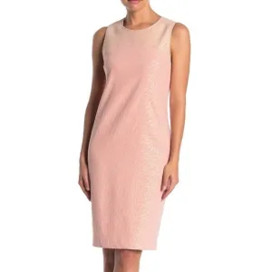Trina Turk Coral Pink Metallic Gold Cutout Jacquard Sleeveless Cocktail Dress