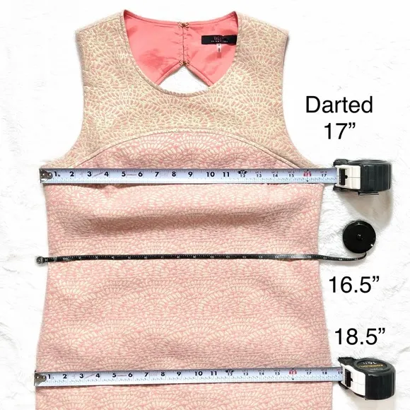 Trina Turk Coral Pink Metallic Gold Cutout Jacquard Sleeveless Cocktail Dress