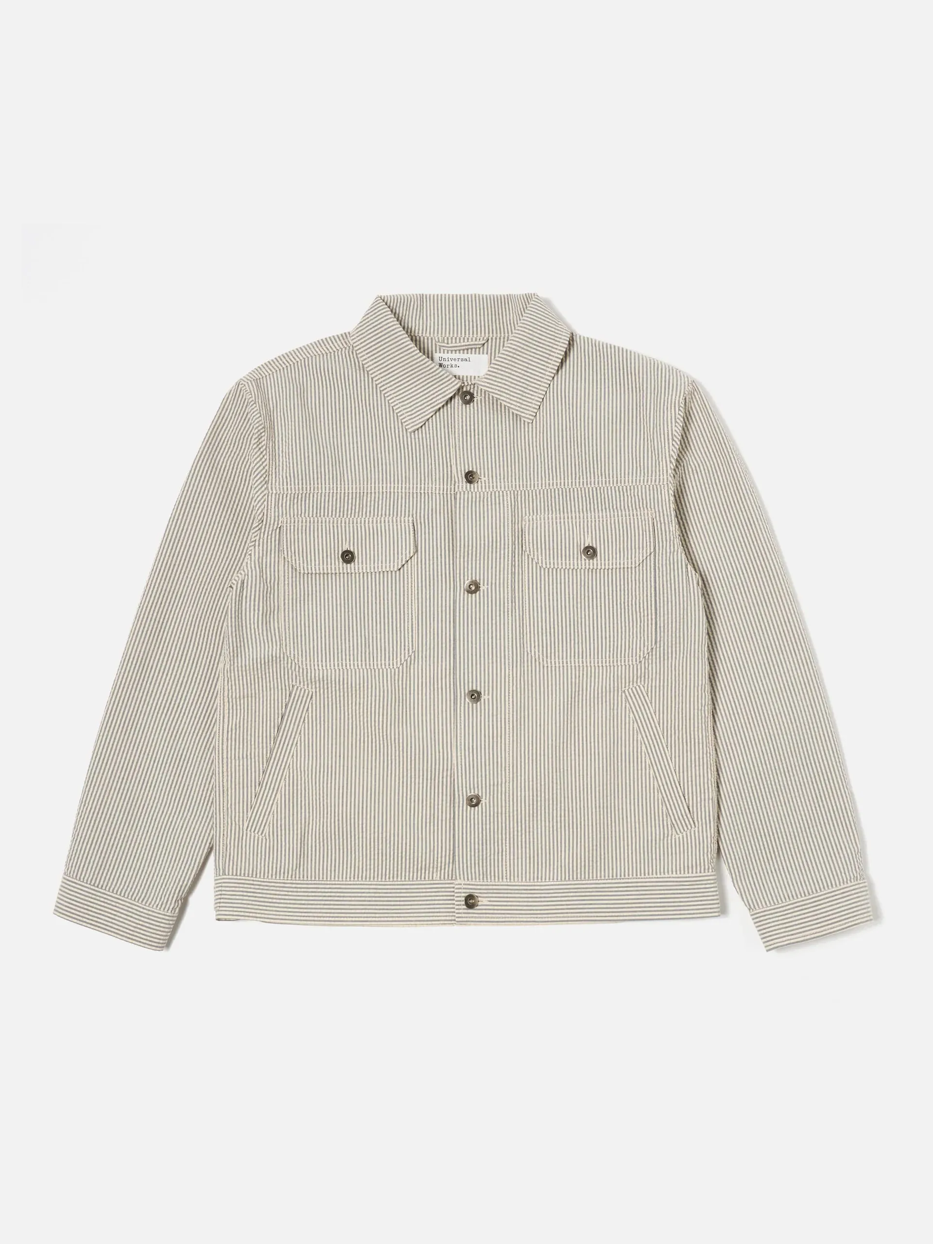 Universal Works - Trucker Jacket - Grey Derby Stripe