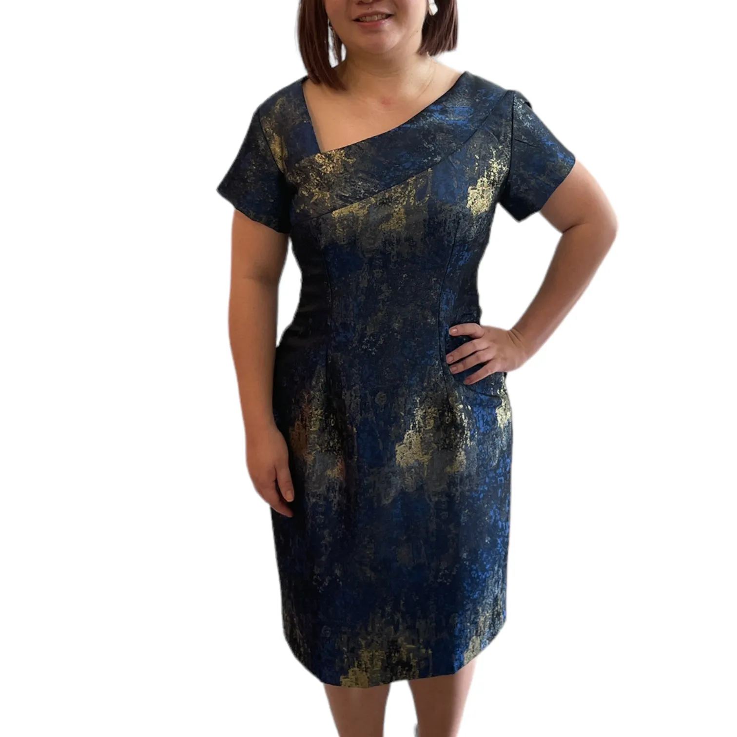 UNIVERSE- EDGY SILK BROCADE CUSTOMIZABLE EVENT COCKTAIL DRESS - VARIOUS COLORS