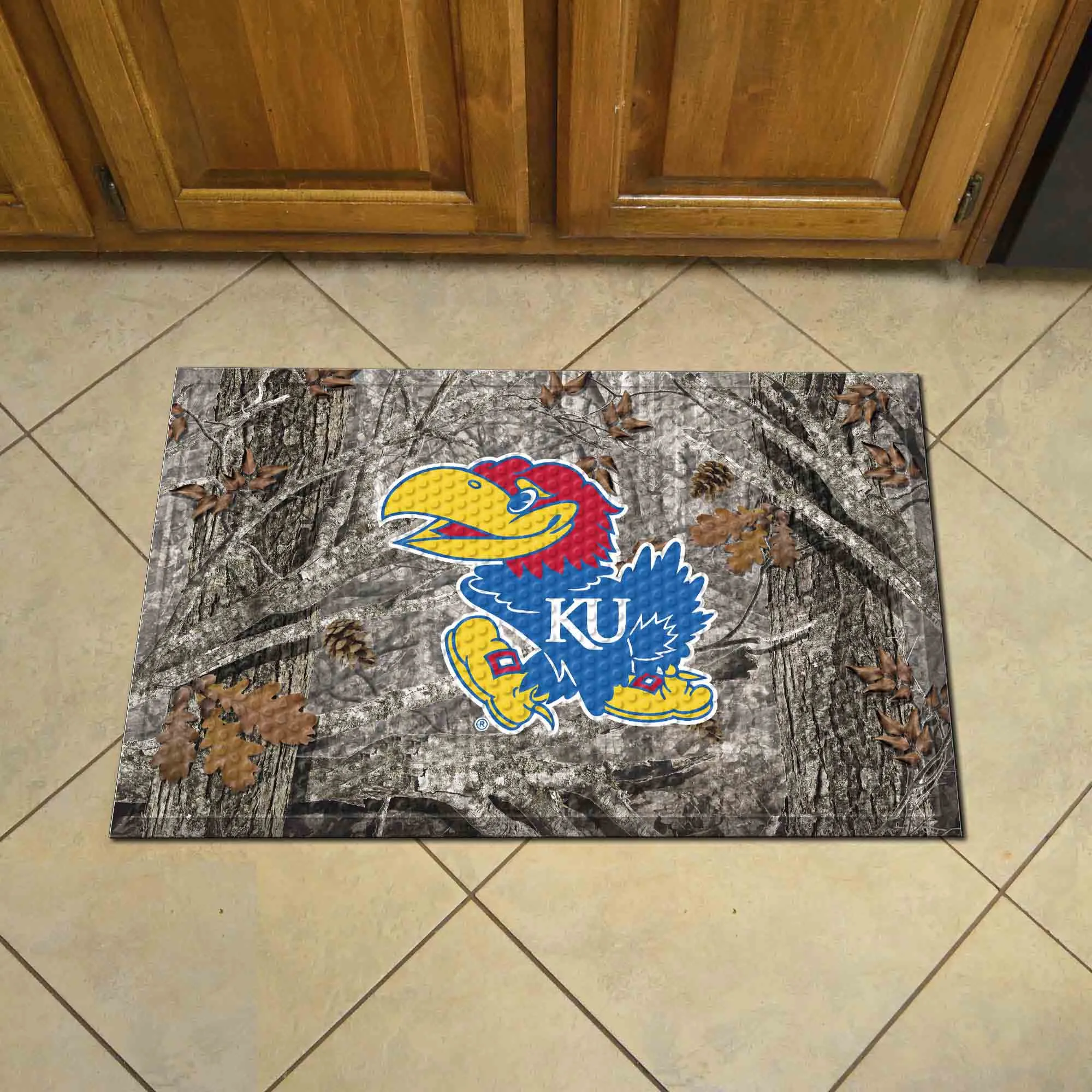 University of Kansas Camo Scraper Mat