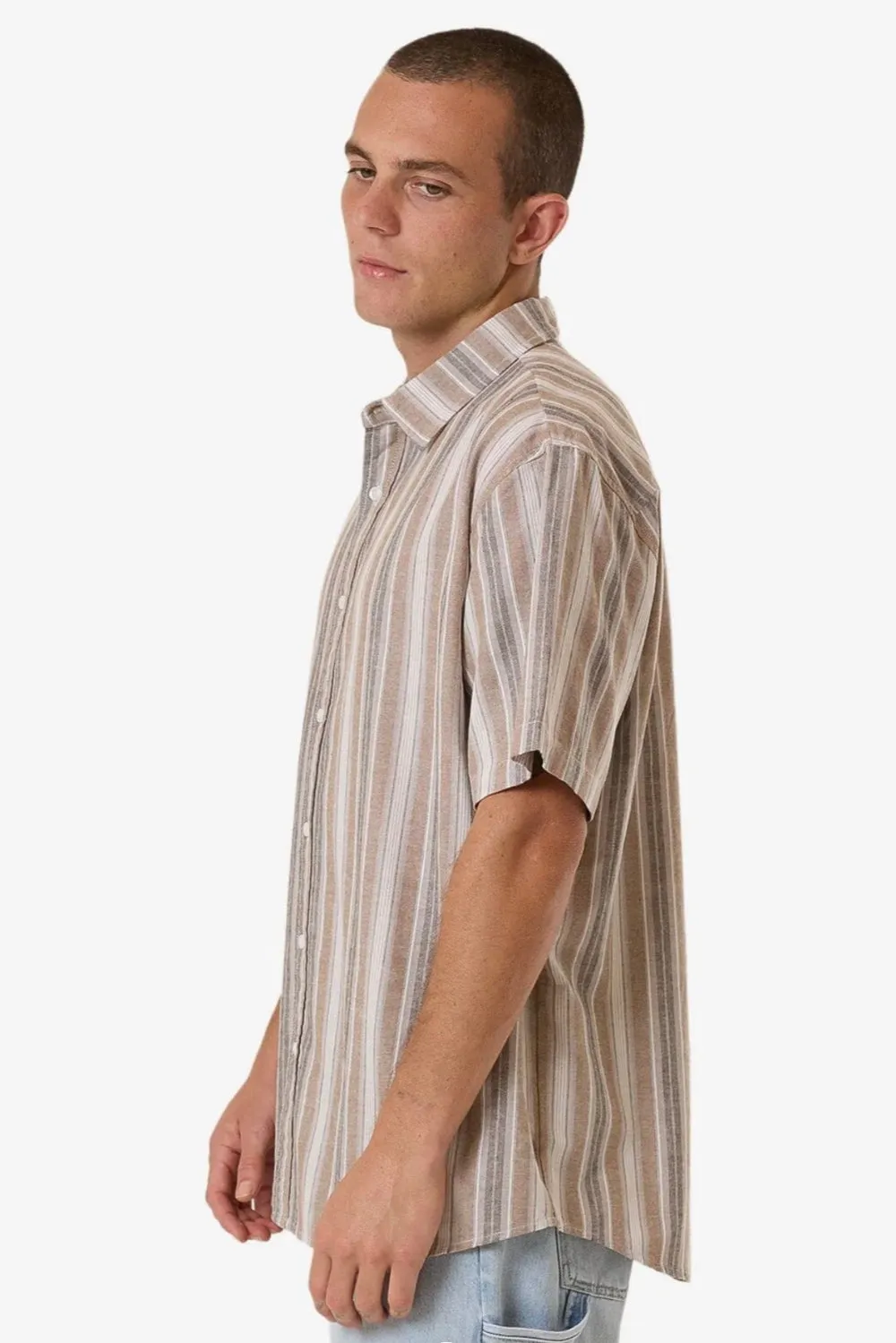 Unlocked Stripe Short Sleeve Shirt Breen