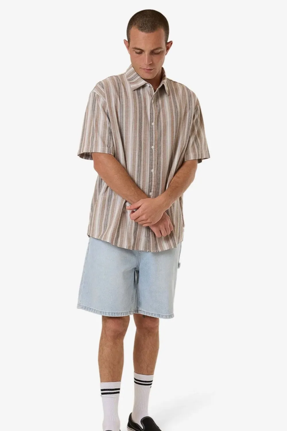 Unlocked Stripe Short Sleeve Shirt Breen