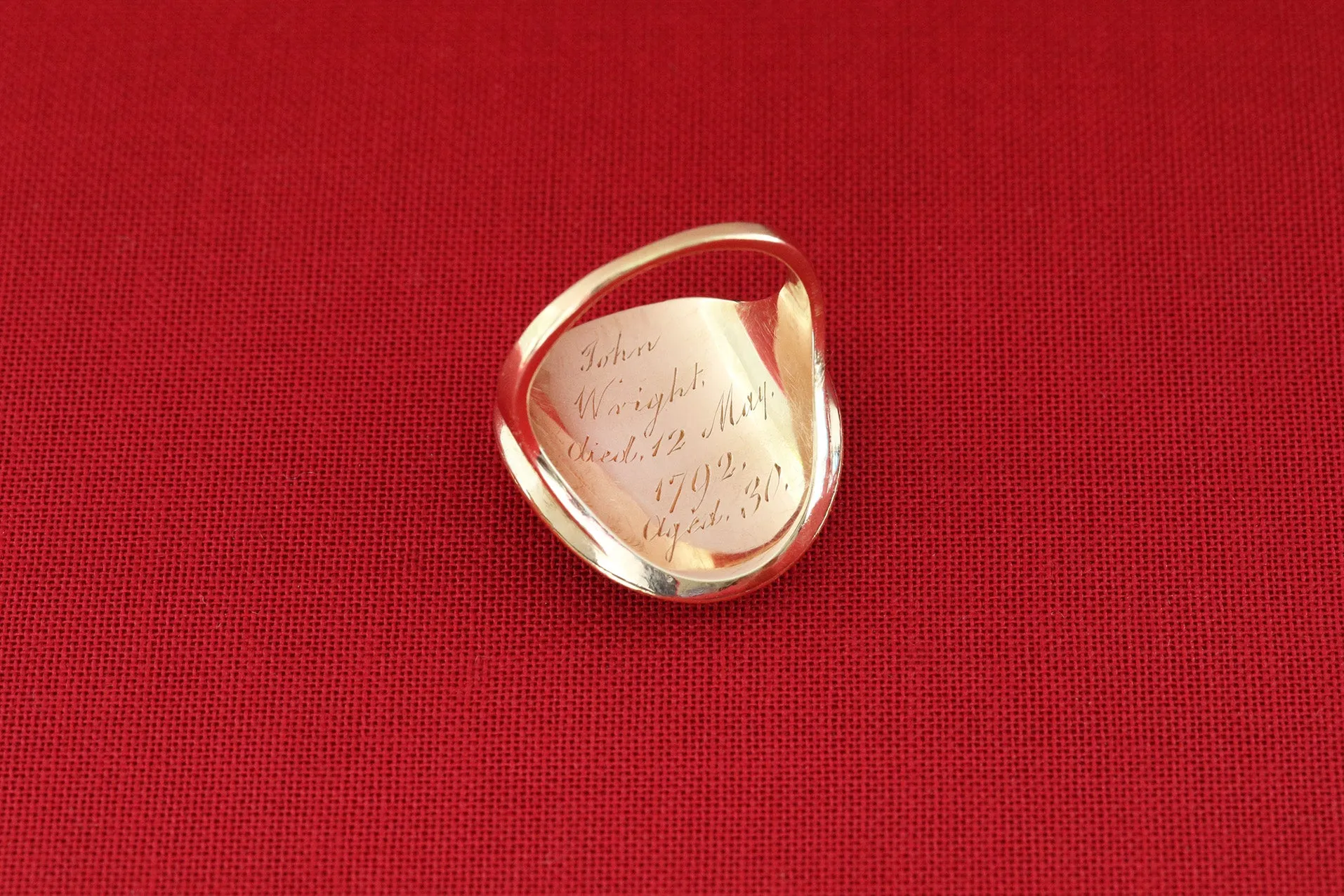 Unusual Mourning Ring with Red Enamel Heart