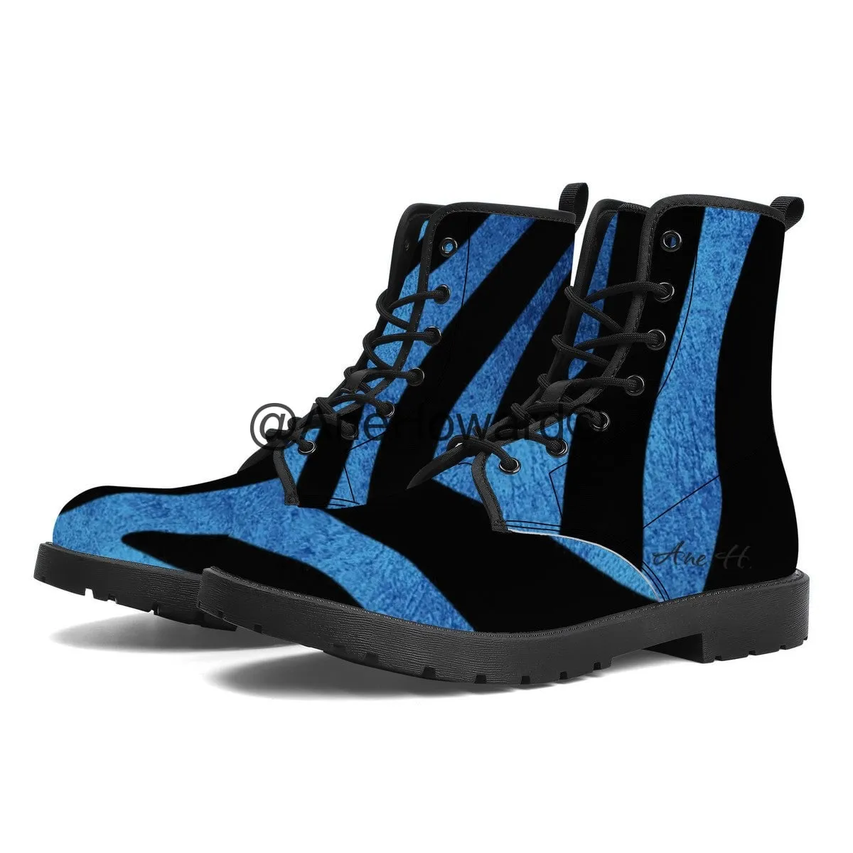 Vegan Leather Boots True Blue Stripes