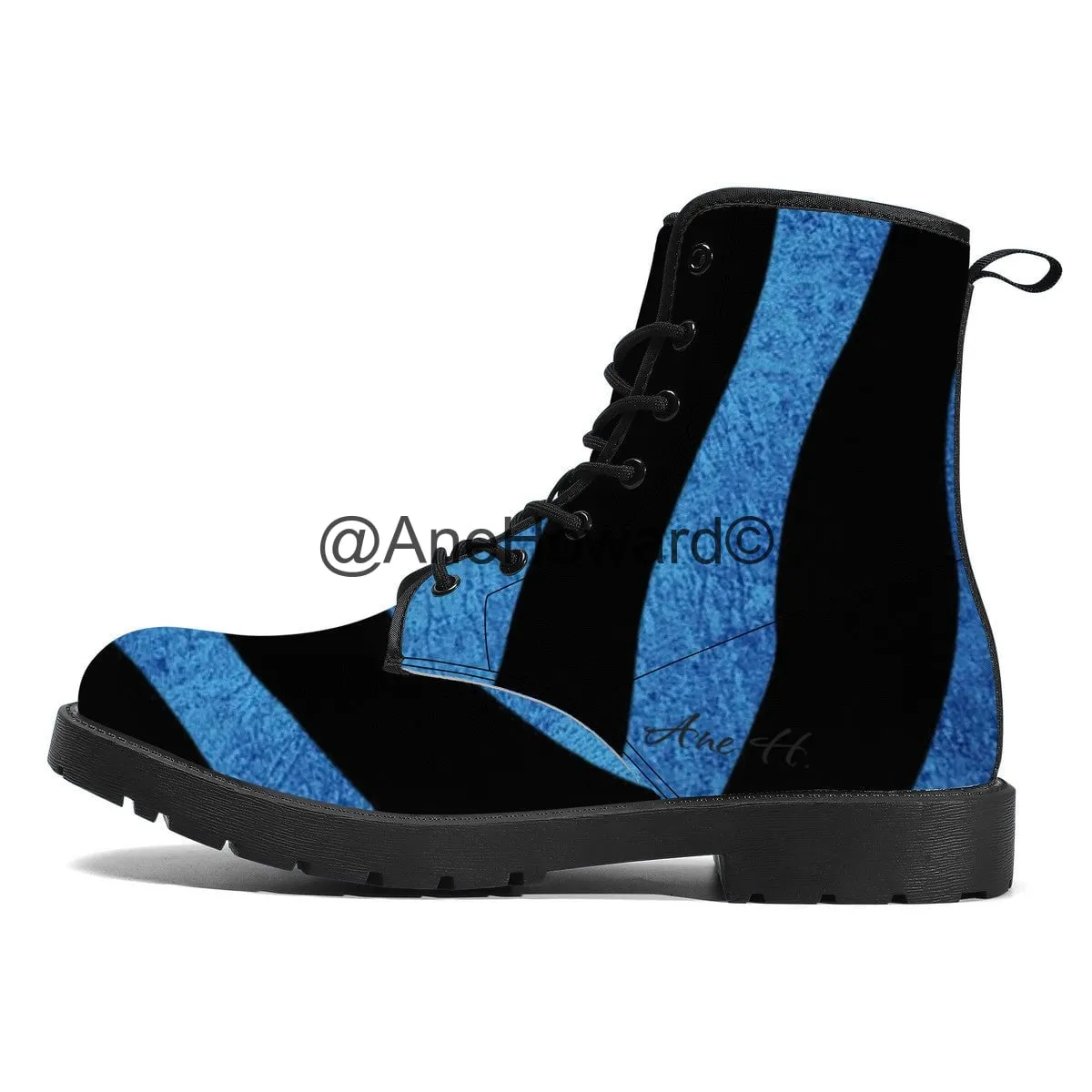 Vegan Leather Boots True Blue Stripes