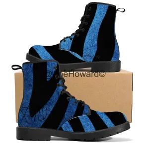 Vegan Leather Boots True Blue Stripes