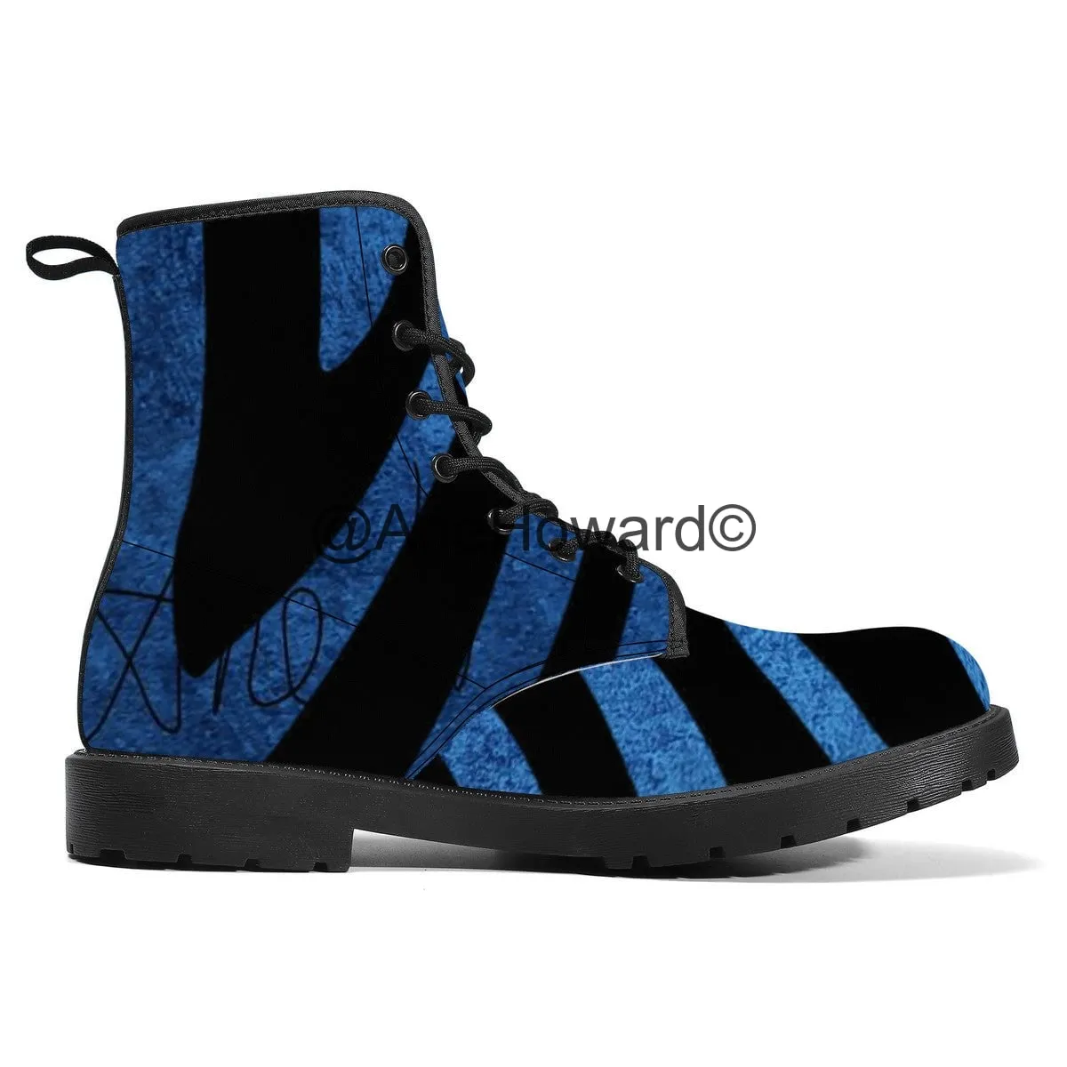 Vegan Leather Boots True Blue Stripes