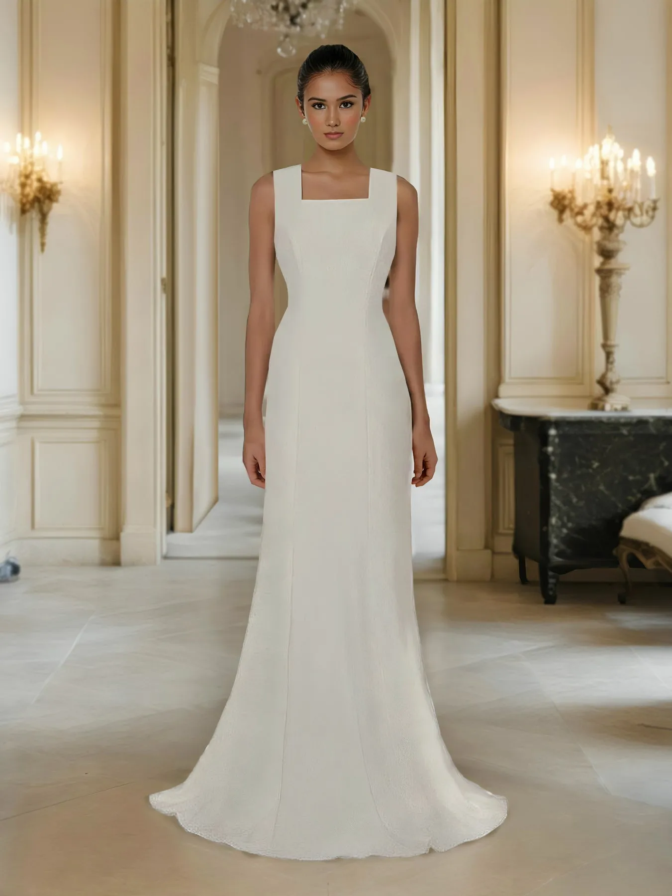 Vienna Minimalist Gown with Square Neckline - More Colors