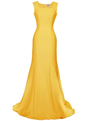 Vienna Minimalist Yellow Gown with Square Neckline