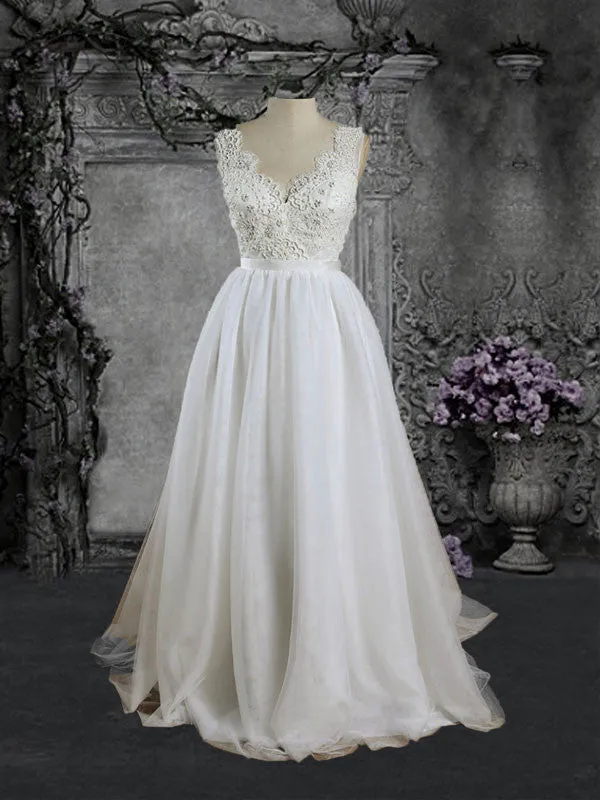 Vintage Inspired Open Low Back Lace Bodice Wedding Dress | BS2001