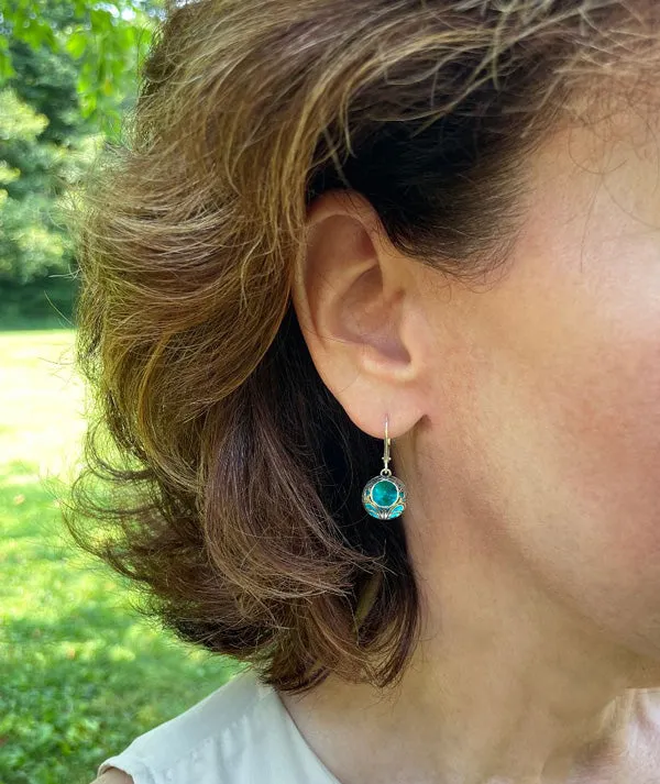 Vintage Lace Sterling Silver Lever Back Earrings