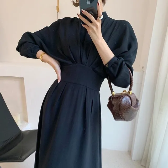 Vintage Long Sleeve Elegant Bodycon Dress Women