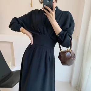 Vintage Long Sleeve Elegant Bodycon Dress Women