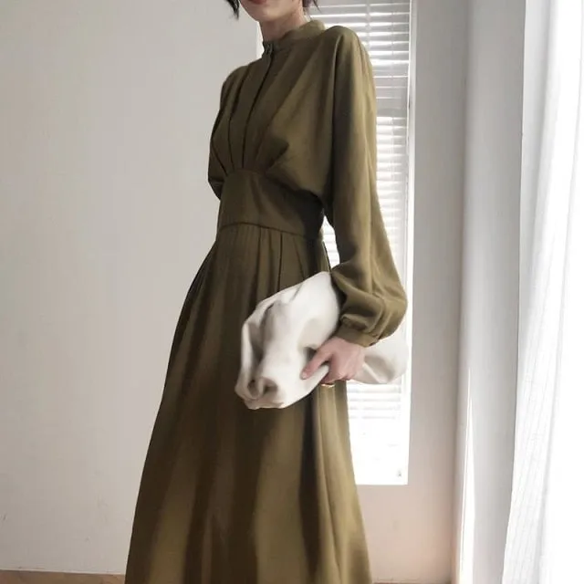 Vintage Long Sleeve Elegant Bodycon Dress Women