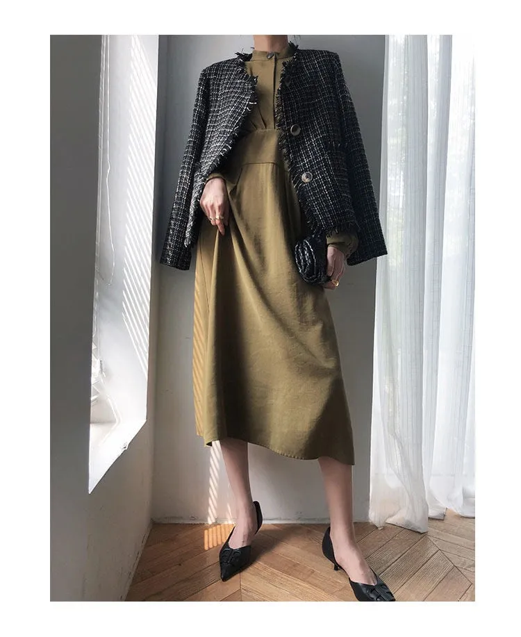 Vintage Long Sleeve Elegant Bodycon Dress Women