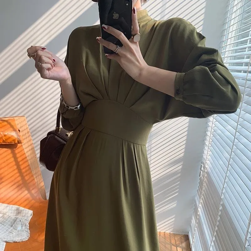 Vintage Long Sleeve Elegant Bodycon Dress Women