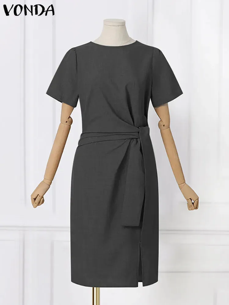 VONDA Women’s Oversized Short Sleeve Midi Dress