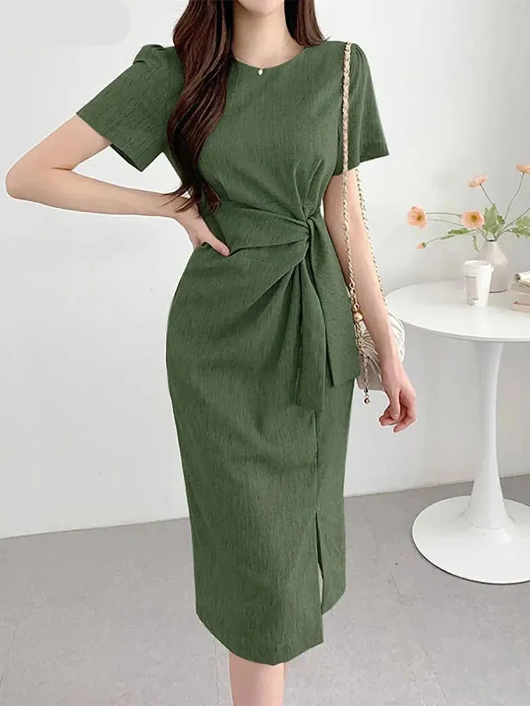 VONDA Women’s Oversized Short Sleeve Midi Dress