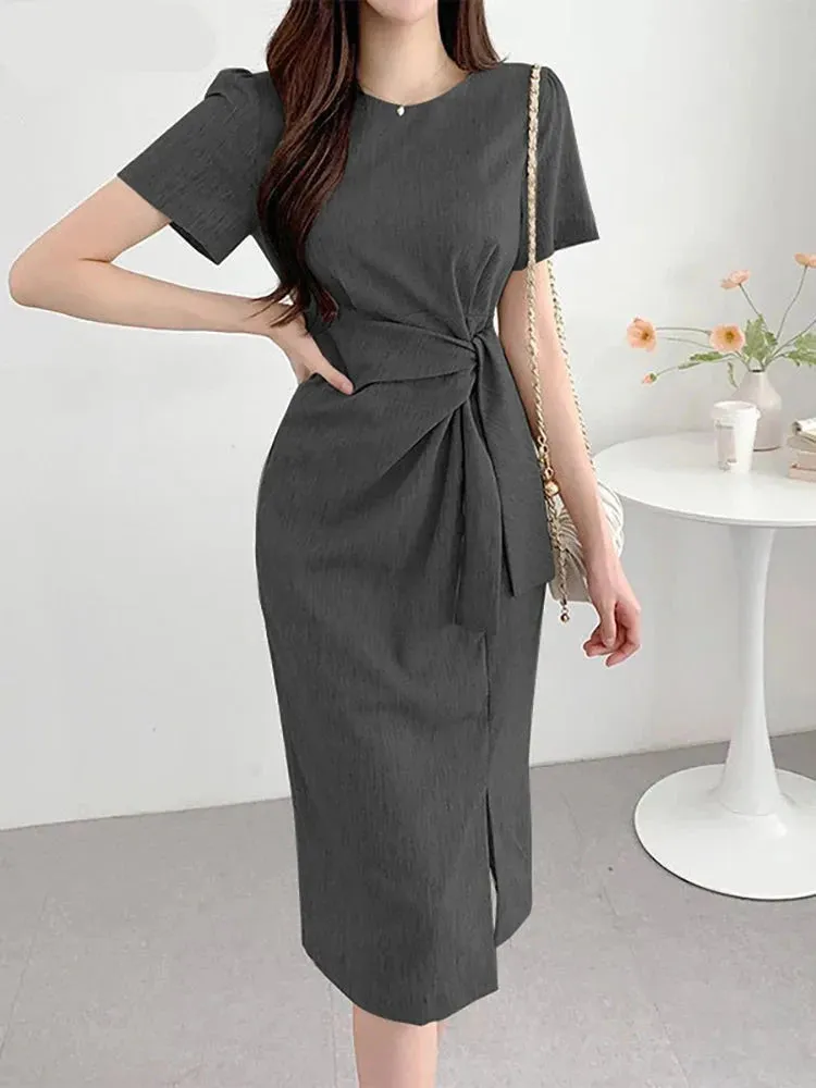 VONDA Women’s Oversized Short Sleeve Midi Dress