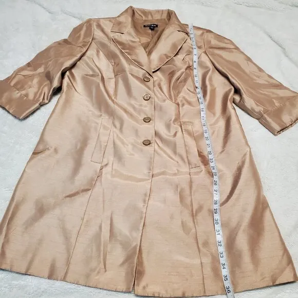 VTG Dana Kay Gold Tan Wedding Formal 2 pc Dress Suit Jacket Sleeveless Dress 16W