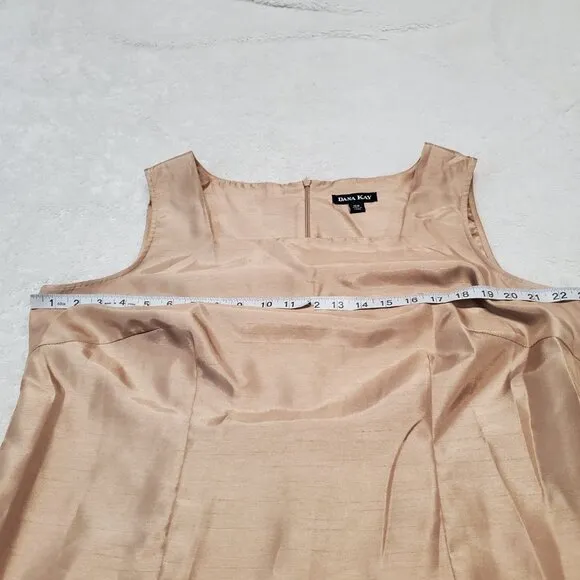 VTG Dana Kay Gold Tan Wedding Formal 2 pc Dress Suit Jacket Sleeveless Dress 16W