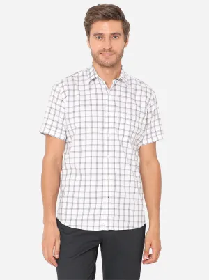 White & Blue Checked Slim Fit Casual Shirt | JadeBlue