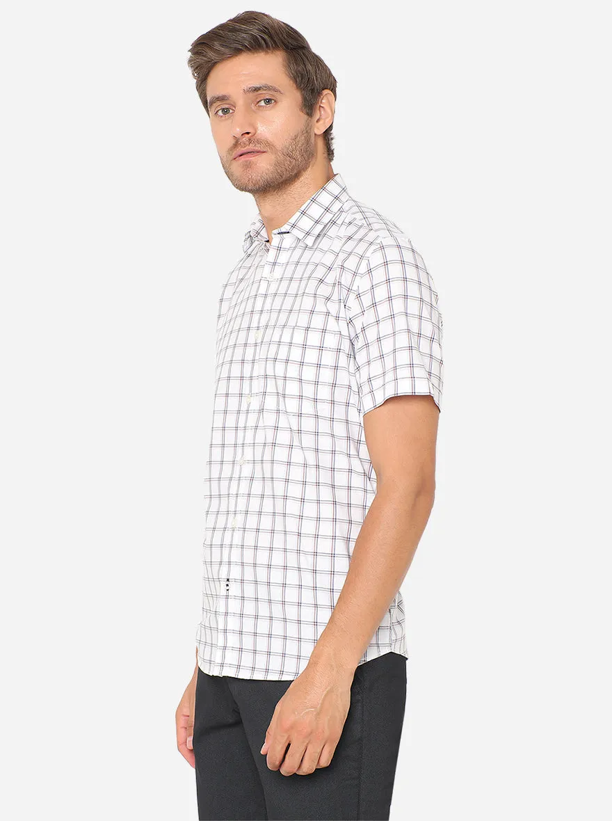 White & Blue Checked Slim Fit Casual Shirt | JadeBlue