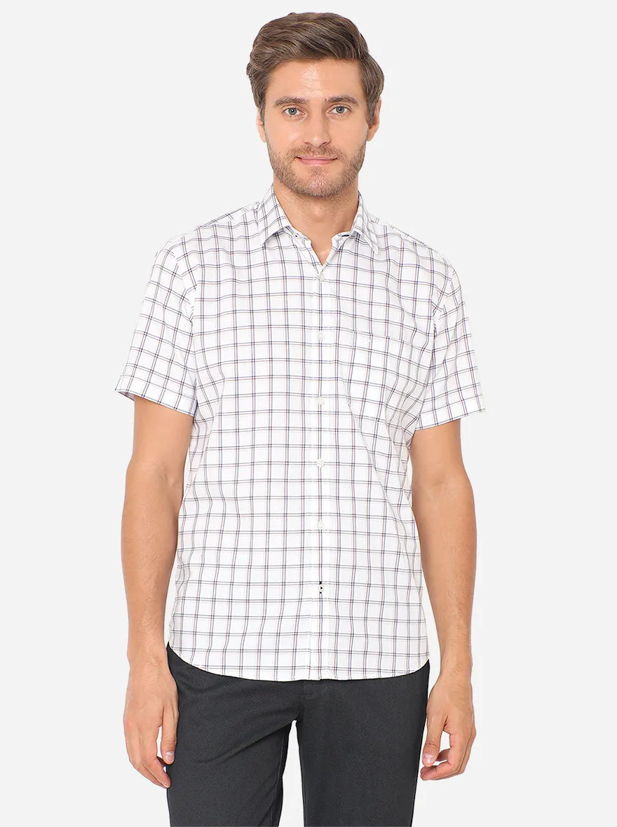 White & Blue Checked Slim Fit Casual Shirt | JadeBlue