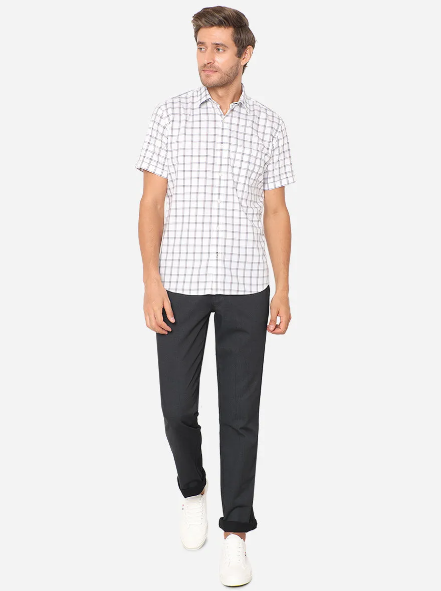White & Blue Checked Slim Fit Casual Shirt | JadeBlue