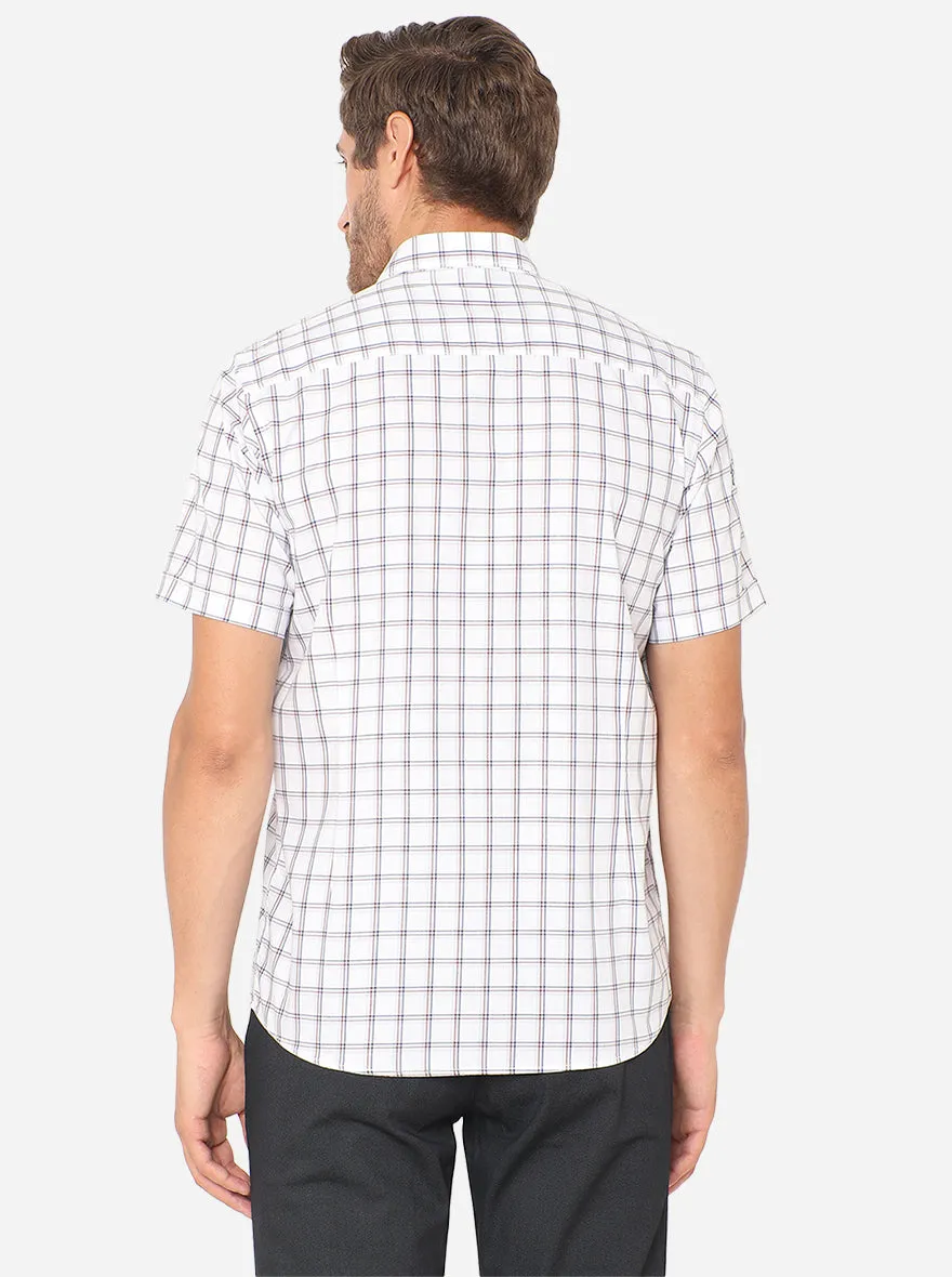 White & Blue Checked Slim Fit Casual Shirt | JadeBlue