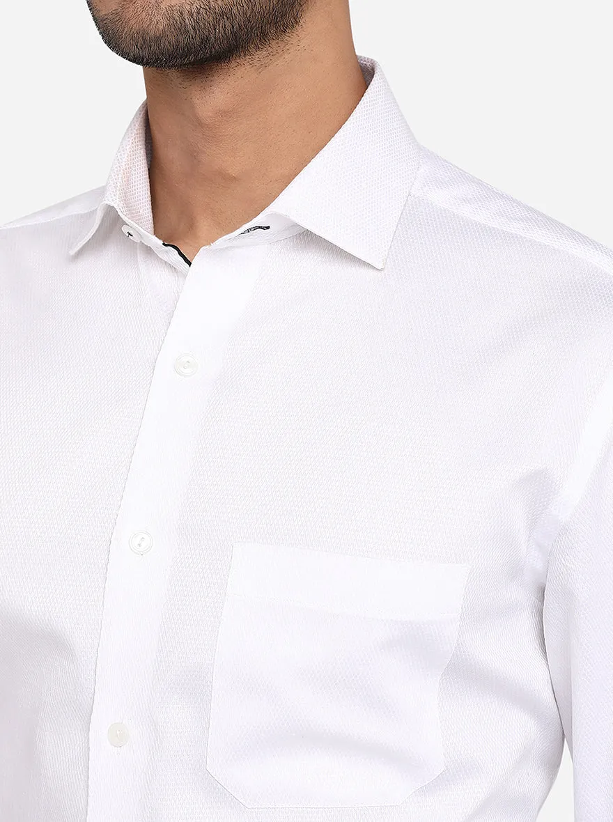 White Dobby Slim Fit Formal Shirt | Metal