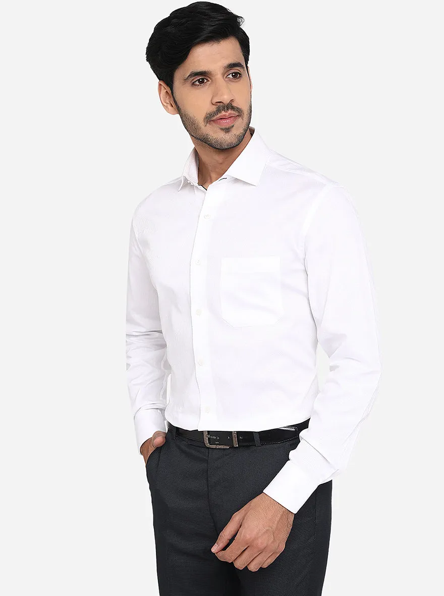 White Dobby Slim Fit Formal Shirt | Metal