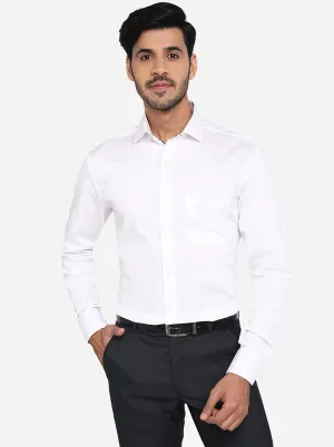 White Dobby Slim Fit Formal Shirt | Metal