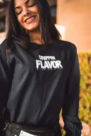 White Drippin Flavor | Black Long Sleeve Tee