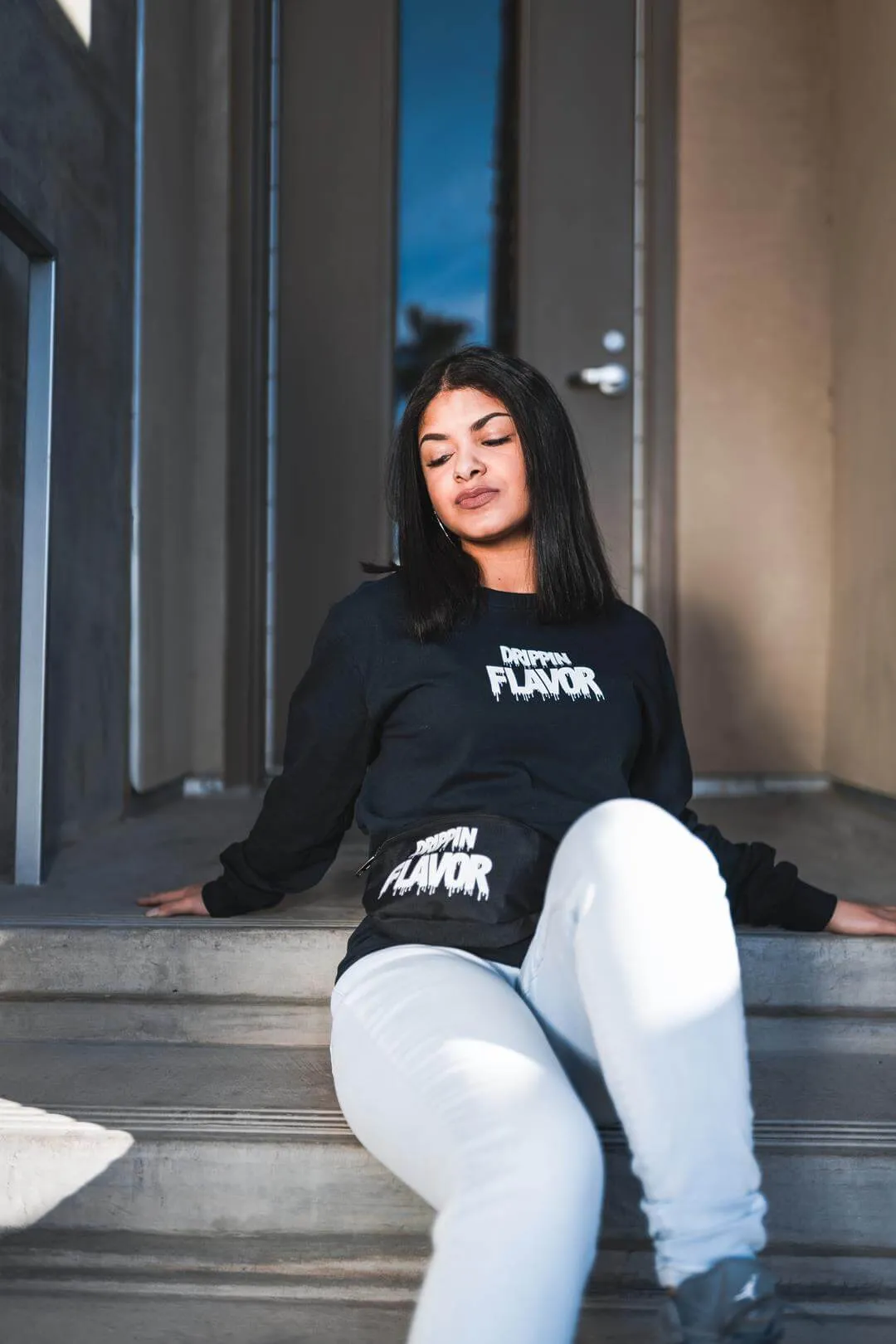 White Drippin Flavor | Black Long Sleeve Tee