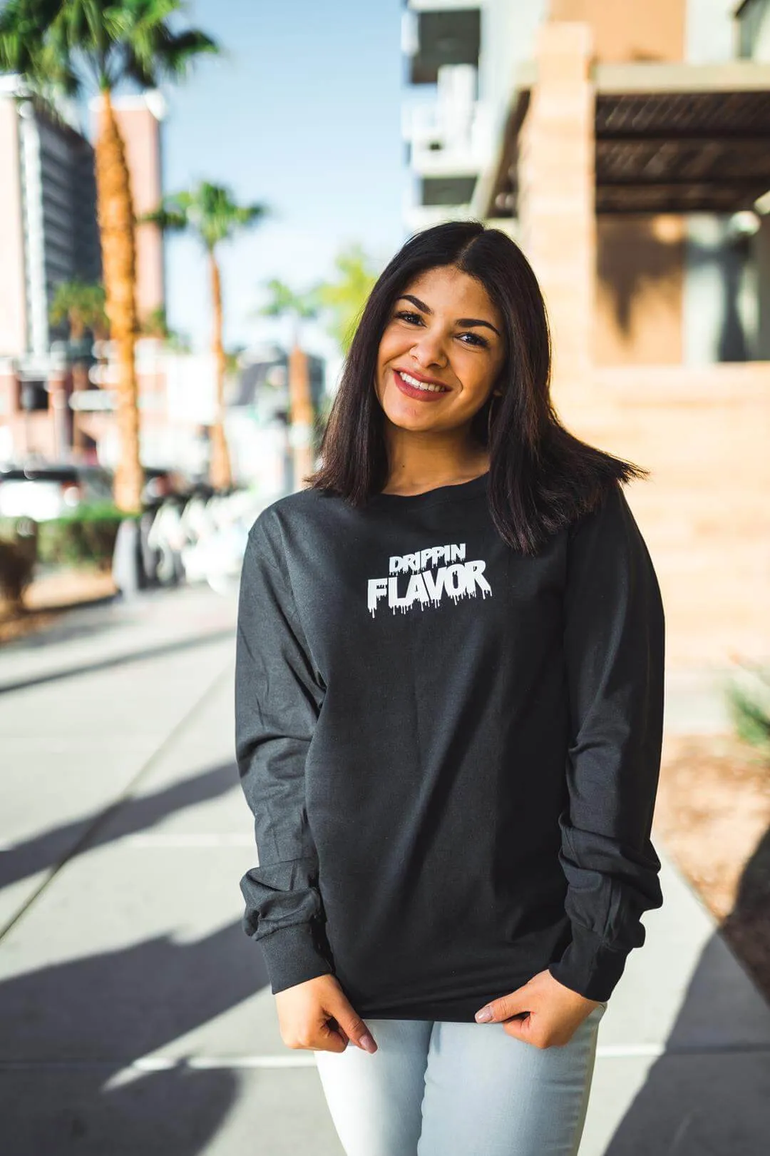 White Drippin Flavor | Black Long Sleeve Tee