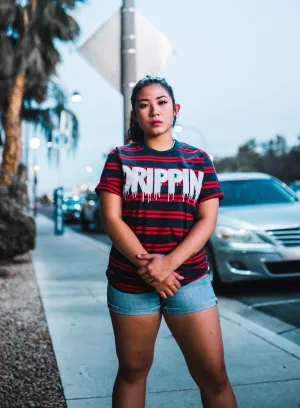 White Drippin | Navy/Red Stripe Tee
