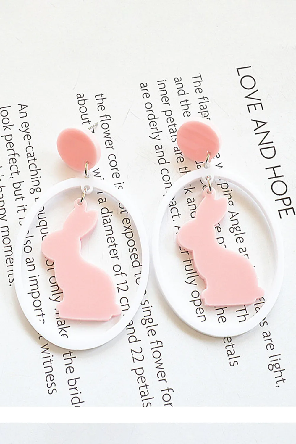 White Easter Colorblock Bunny Drop Earrings