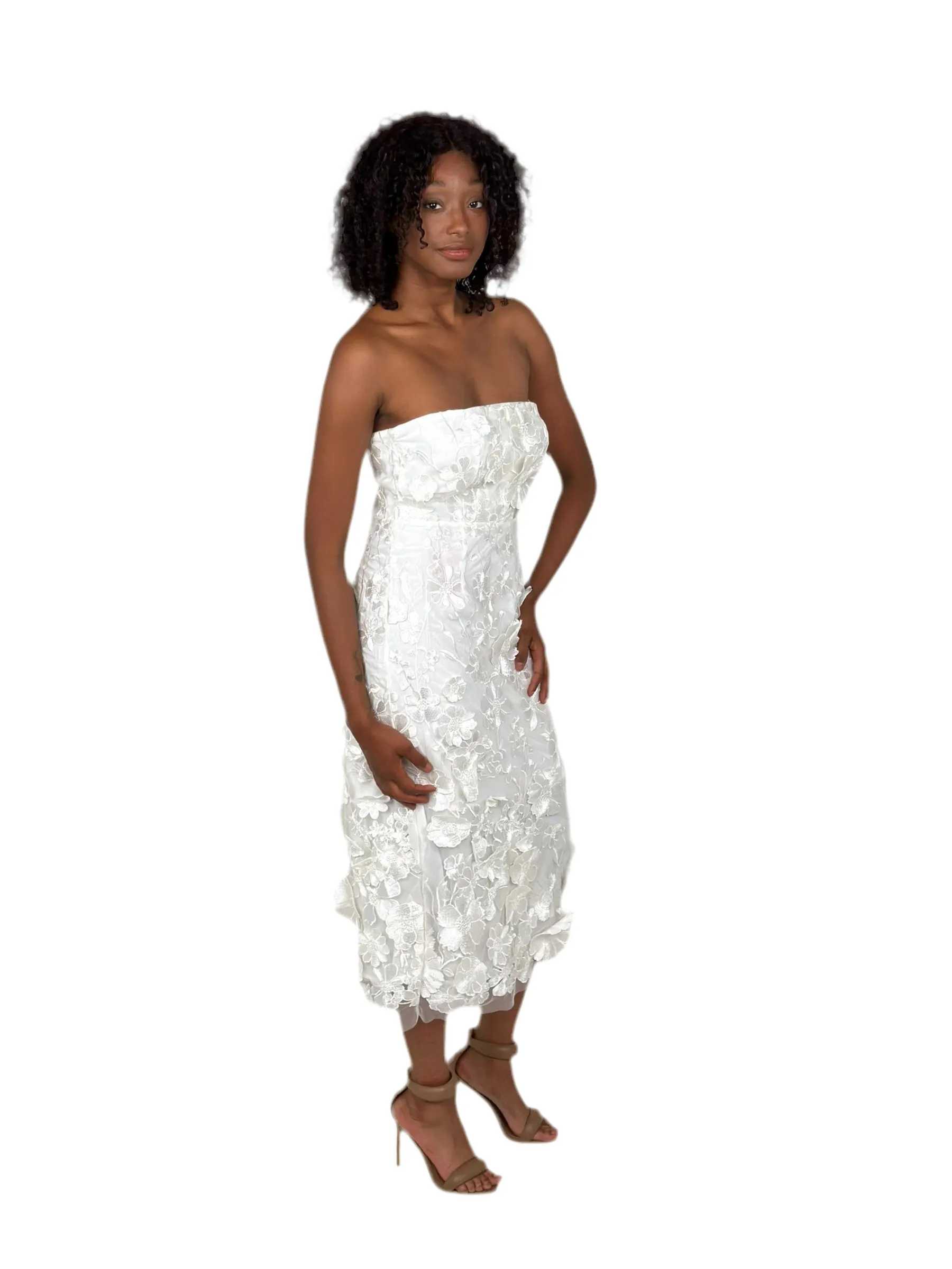White Embroidered Midi Dress