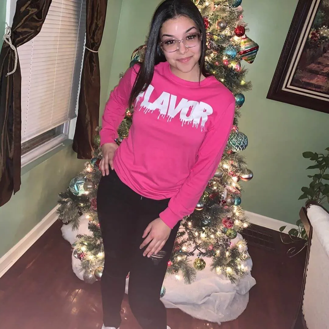 White Flavor | Pink Long Sleeve Tee