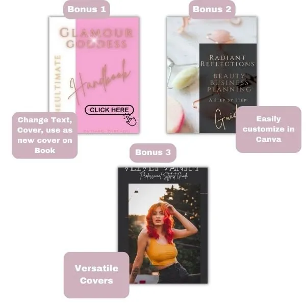 White Label E-Book Template, The New Beauty Business Standard Template,  Beauty Shop, Successful Beauty Business   3 Bonus Book Covers