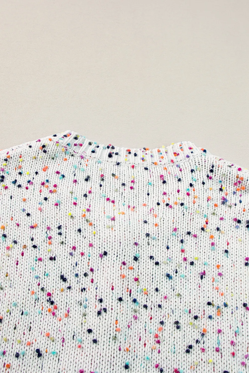White Multicolor Confetti Sweater Cardigan