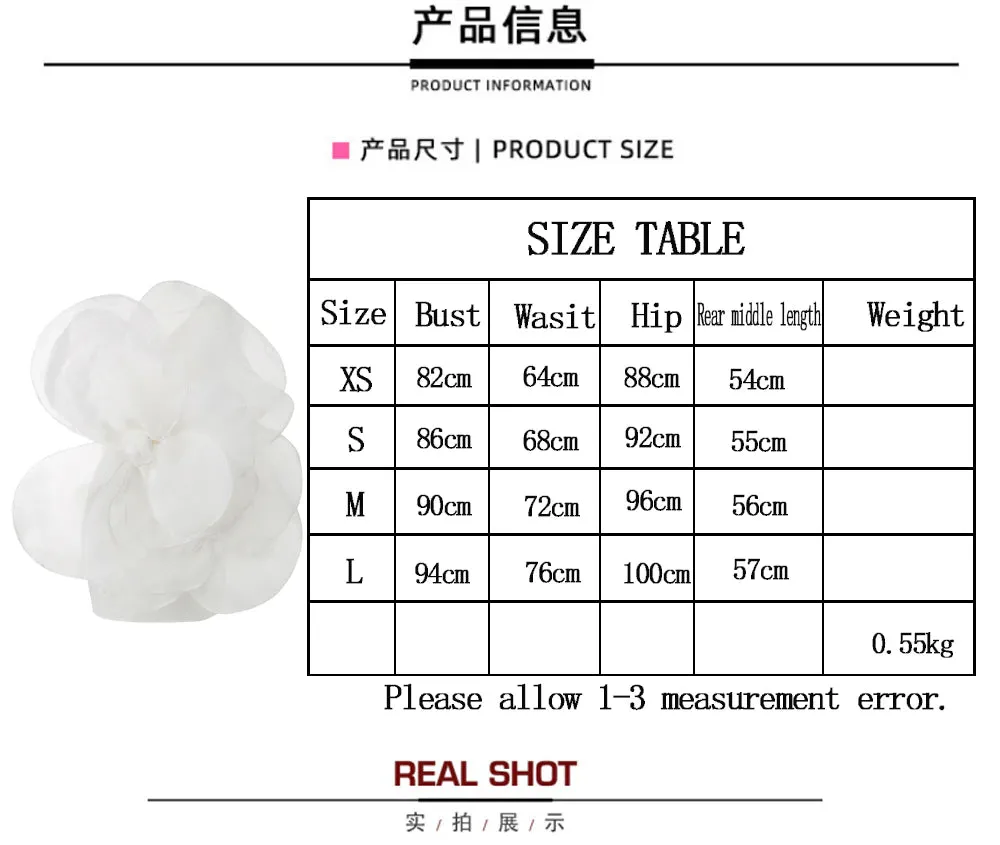 White Oblique Shoulder Decorative Flower Dress