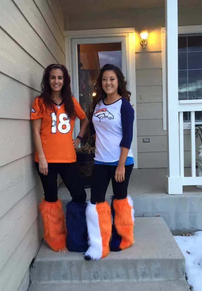 White, Orange & Black Faux Fur Leg Warmers Tricolor - Game Day Booties