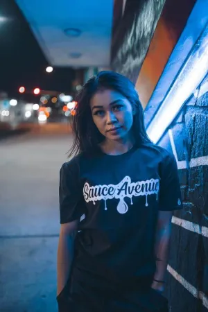 White SA Drip | Black Tee