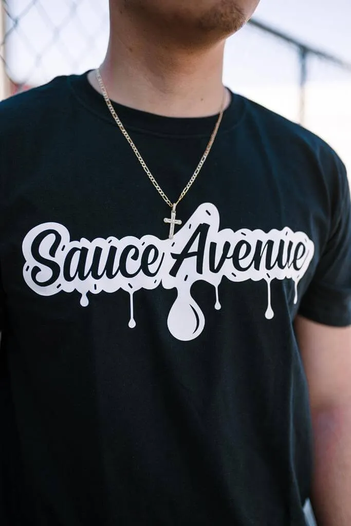 White SA Drip | Black Tee